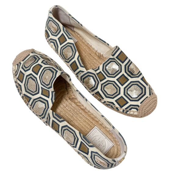 Tory Burch Cecily Embellished Espadrille Ivory - Picture 1 of 10